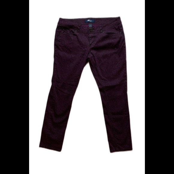 Styte Dark Purple Cheetah Pants Junior Size 13 Have Stretch Stylish Unique - Picture 2 of 10